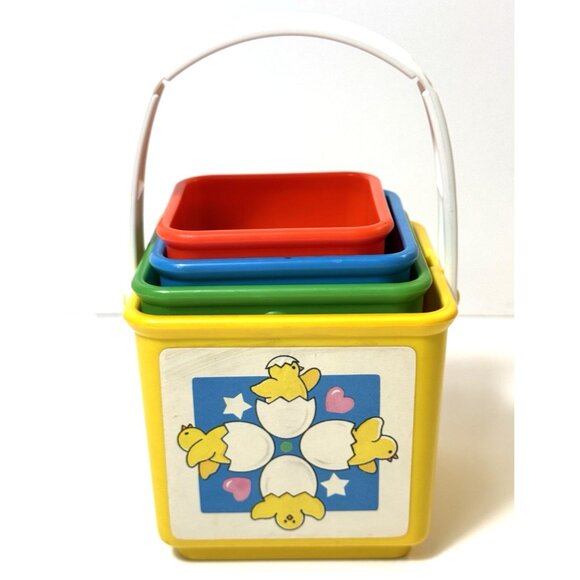 Retro 1986 Fisher Price Activity Blocks Nesting Stacking Toy - Picture 1 of 8